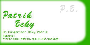 patrik beky business card